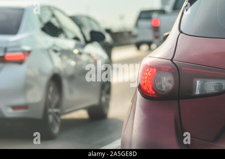 Gli inceppamenti di traffico su autostrada a Bangkok, in Thailandia. Foto Stock