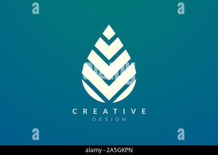 Abstract minimalista a forma di goccia di acqua logo design. Semplice e moderno design vettoriali per il business di marchio e di prodotto Illustrazione Vettoriale