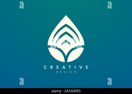 Abstract minimalista a forma di goccia di acqua logo design. Semplice e moderno design vettoriali per il business di marchio e di prodotto Illustrazione Vettoriale