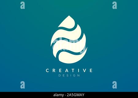 Abstract minimalista a forma di goccia di acqua logo design. Semplice e moderno design vettoriali per il business di marchio e di prodotto Illustrazione Vettoriale