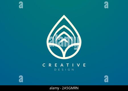 Abstract minimalista a forma di goccia di acqua logo design. Semplice e moderno design vettoriali per il business di marchio e di prodotto Illustrazione Vettoriale