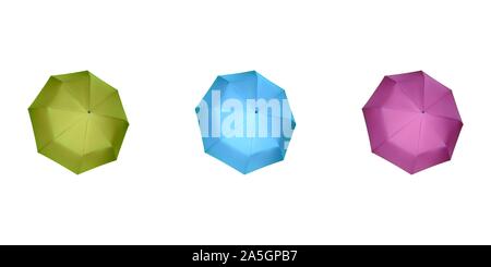 Set di ombrelli multicolore per le donne. Illustrazione Vettoriale. Protezione dalla pioggia. Illustrazione Vettoriale