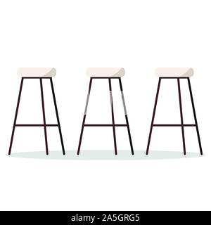 Illustrazione Vettoriale di accoglienti e confortevoli camere in legno alto metallo bar o cucina sedie con sedile imbottito. Illustrazione Vettoriale