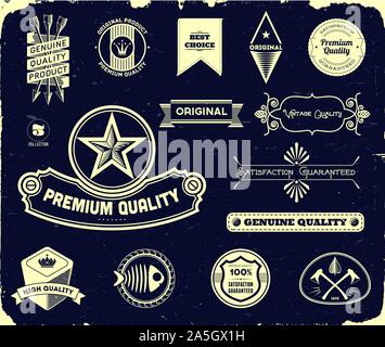 Etichette Vintage sul nero. Collezione 3 Illustrazione Vettoriale