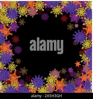 La cornice rettangolare con colorato piccolo fiocchi di neve Illustrazione Vettoriale