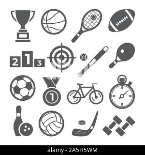Sport icona impostare su sfondo bianco Illustrazione Vettoriale