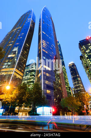 Singapore-30 APR 2018: Singapore Marina Bay CBD vela edificio a torre Foto Stock