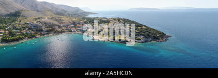 Comune Stara Baska, Isola di Krk, Croazia, vista aerea Foto Stock