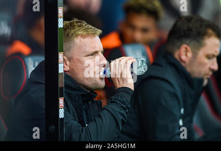 Eddie Howe, manager di Bournemouth, durante la partita della Premier League tra AFC Bournemouth e Norwich City al Vitality Stadium Stadium di Bournemouth , 19 ottobre 2019 - solo per uso editoriale. Nessuna merchandising. Per le immagini di calcio si applicano restrizioni fa e Premier League inc. Nessun utilizzo di Internet/mobile senza licenza FAPL - per i dettagli contattare Football Dataco Foto Stock