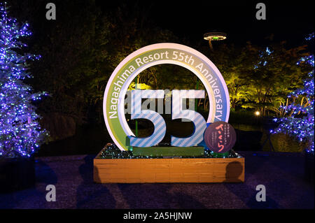 Resort Nagasima 55th Anniversery segno a Nabana No Sato illuminazione invernale park. Foto Stock