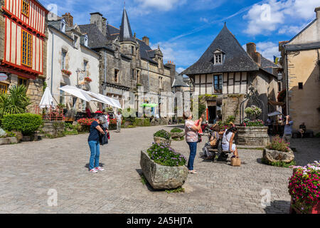 Rochefort en Terre, Borgo Medievale, Brittany, Francia. Rochefort en Terre è designato un "Petite Cité de Caractère Foto Stock