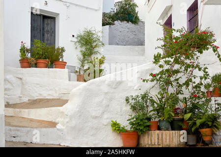 Case bianche, Architettura tipica dei villaggi bianchi di Andalusia. Ubrique, Cadiz, Foto Stock