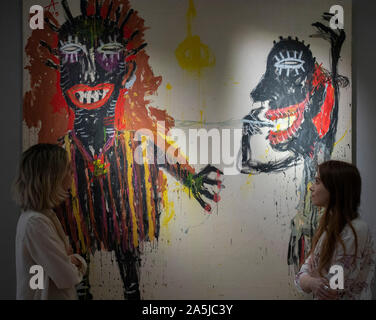 Bonhams, Londra, Regno Unito. Il 21 ottobre 2019. Islamici e indiani e di arte moderna e contemporanea e Centro Arte Orientale sulla vista in Bonhams prima della vendita su 22-23 ottobre. Immagine: Sabhan Adam (Siria, nato 1972), Untitled. €2,000-3,000. Credito: Malcolm Park/Alamy Live News. Foto Stock