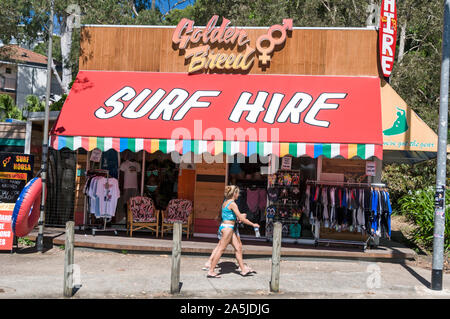 Un noleggio surf shop in teste di Noosa sulla Sunshine Coast in Queensland, Australia Foto Stock