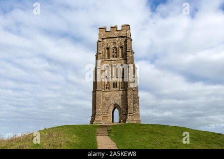 St Michaels Tower, Glastonbury Tor, Glastonbury, Somerset, Regno Unito Foto Stock