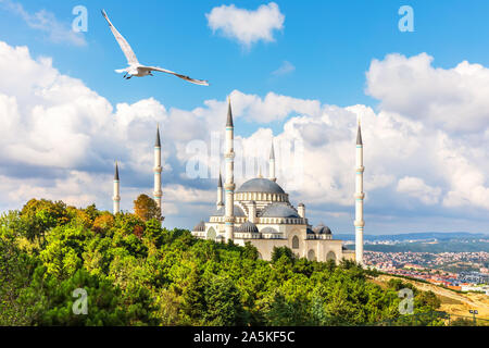 Bella Moschea Camlica, vista laterale, Istanbul, Turchia Foto Stock