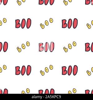 Boo spooky seamless pattern per carta da parati design. Festa di Halloween party divertenti. Gli elementi del vettore Illustrazione Vettoriale