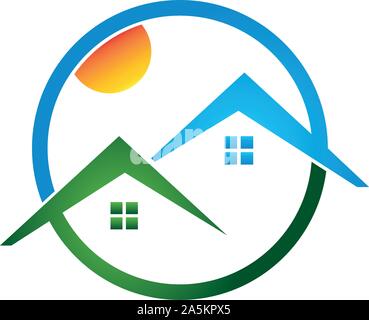 Case, immobili, agenti immobiliari, logo Illustrazione Vettoriale