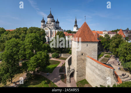 La Cattedrale Alexander Nevsky & Neitsitorn, Tallinn, Estonia Foto Stock