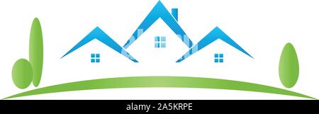 Case, immobili, agenti immobiliari, logo Illustrazione Vettoriale