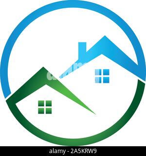 Case, immobili, agenti immobiliari, logo Illustrazione Vettoriale
