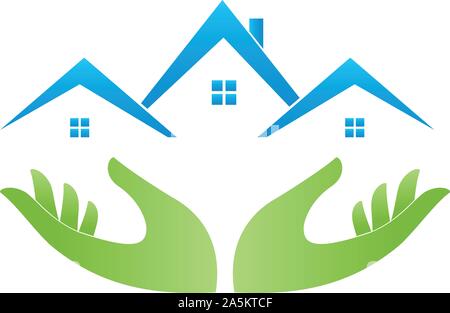 Case, immobili, agenti immobiliari, logo Illustrazione Vettoriale