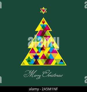 Geometrica albero di Natale realizzata da triangoli. Illustrazione Vettoriale. Illustrazione Vettoriale