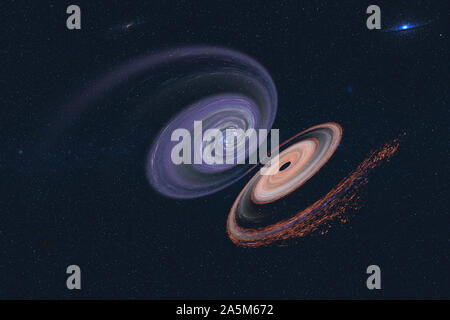 Il gigante di fusione buchi neri nebulas. Viola e rosso. Gli elementi di questa immagine sono state arredate dalla NASA Foto Stock
