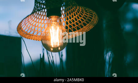 Splendido design di naturale eco idea Bamboo illuminazione lampada pendente o pendente Foto Stock