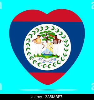 Belize bandiera in forma di cuore illustrazione vettoriale EPS 10. Illustrazione Vettoriale