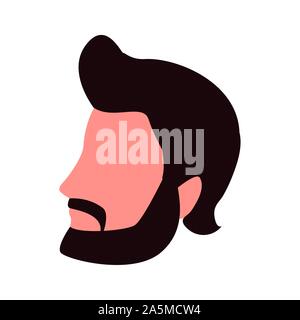 Avatar uomo con barba icona, design piatto Illustrazione Vettoriale