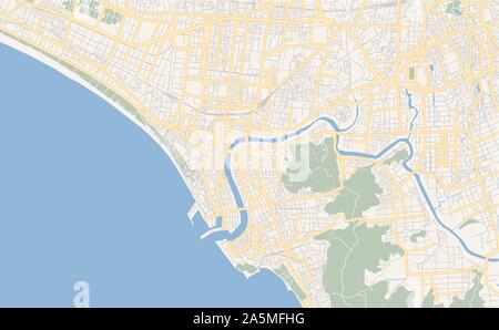 Versione stampabile cartina stradale di Numazu, Prefettura di Shizuoka, Giappone. Mappa modello per uso aziendale. Illustrazione Vettoriale