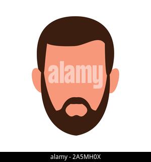 Uomo di default con la barba, design piatto Illustrazione Vettoriale