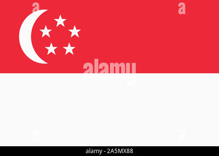 Un Singapore illustrazione dello sfondo rosso strisce bianche crescent moon cinque stelle white Foto Stock