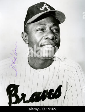 Hall of Fame giocatore di baseball Hank Aaron con la Atlanta Braves circa 1970s. Foto Stock