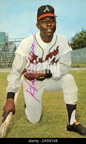 Hall of Fame giocatore di baseball Hank Aaron con la Atlanta Braves circa 1970s. Foto Stock