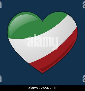 Cuore con l'Italia vettore di flag simbolo illustrazione Illustrazione Vettoriale