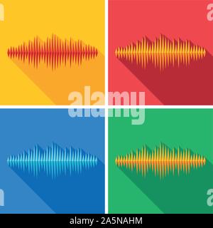 Set di Piatto onda musica icone Illustrazione Vettoriale