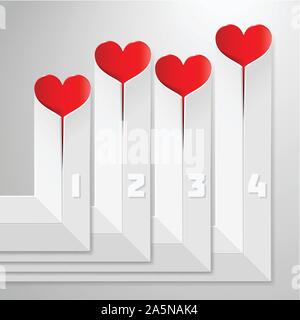 Il giorno di San Valentino infographics con cuori Illustrazione Vettoriale