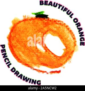 Disegnata a mano acquerello e matita arancione Illustrazione Vettoriale