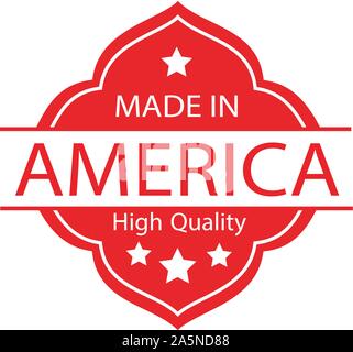 Made in USA timbro etichetta segno, icona vettore rosso stile vintage Illustrazione Vettoriale