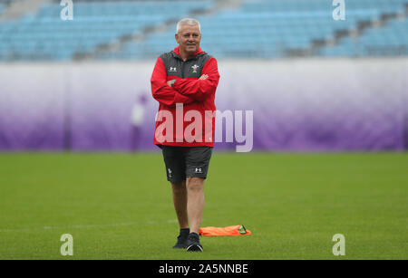 Capo allenatore Warren Gatland durante una sessione di formazione presso il principe Chichibu Memorial Rugby ground, Tokyo. Foto Stock