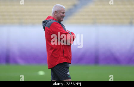 Capo allenatore Warren Gatland durante una sessione di formazione presso il principe Chichibu Memorial Rugby ground, Tokyo. Foto Stock