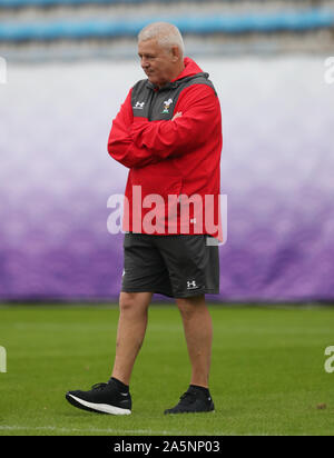 Capo allenatore Warren Gatland durante una sessione di formazione presso il principe Chichibu Memorial Rugby ground, Tokyo. Foto Stock