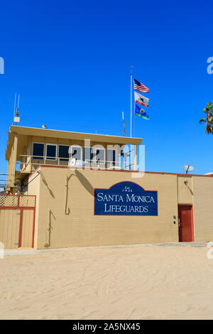 Santa Monica stazione bagnino, Los Angeles, California, Stati Uniti d'America. Stati Uniti d'America. Ottobre 2019 Foto Stock