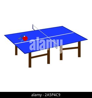Blu scuro tavolo da ping pong con net Illustrazione Vettoriale