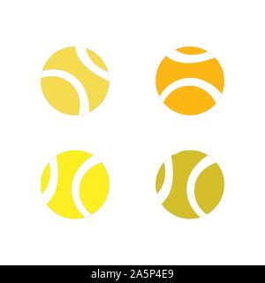 Quattro arancio e giallo le palline da tennis su bianco Illustrazione Vettoriale