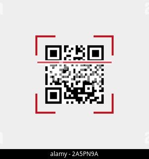 La scansione del codice QR icona. Illustrazione Vettoriale, design piatto. Illustrazione Vettoriale