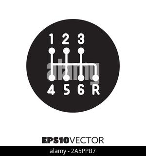 Shift stick solido icona nera. Glifo simbolo del cambio manuale e la leva del cambio. Automotive piatta illustrazione vettoriale. Illustrazione Vettoriale