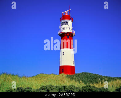 Der elektrische Leuchtturm von der Insel Borkum, Ostfriesische isole, Niedersachsen, Bundesrepublik Deutschland Foto Stock